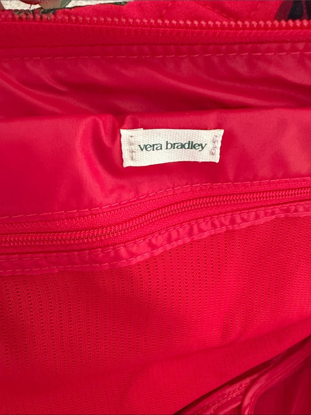 Vera Bradley Red Quilted Cosmetic Case with Bow Print